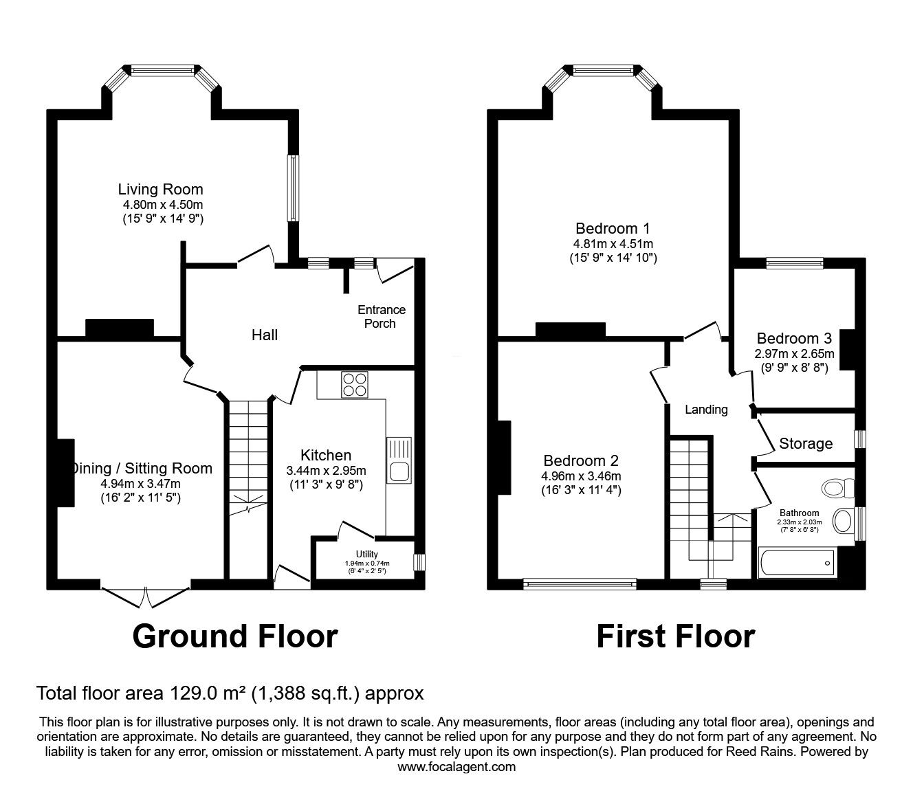 Floorplan of 3 bedroom Semi Detached House for sale, North Drive, Rhyl, Denbighshire, LL18