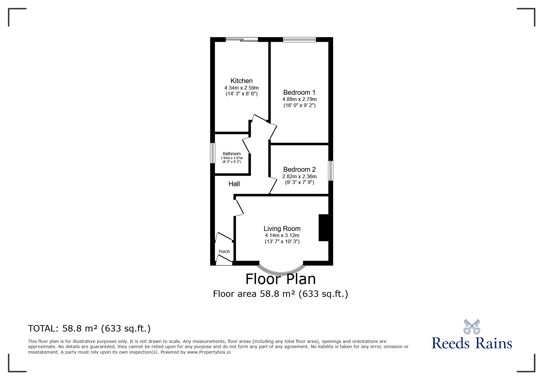 Floorplan of 2 bedroom Detached Bungalow for sale, County Drive, Rhyl, Denbighshire, LL18