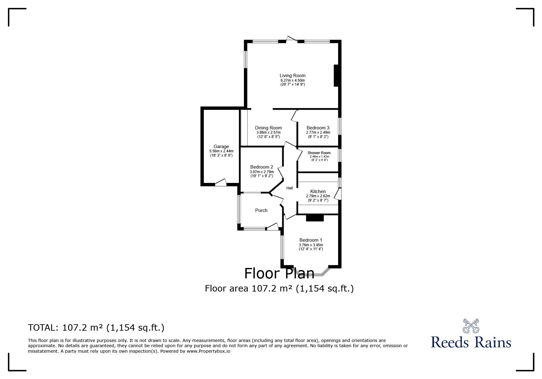 Floorplan of 3 bedroom Detached Bungalow for sale, Langford Drive, Kinmel Bay, Conwy, LL18