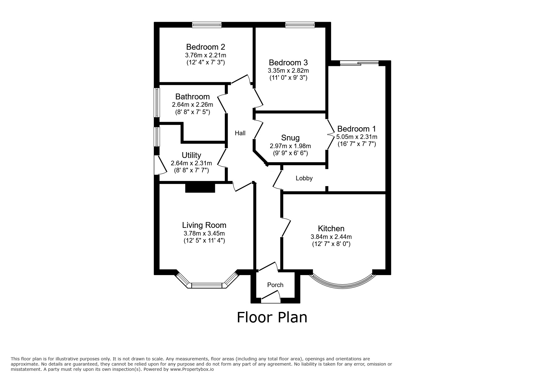 Floorplan of 3 bedroom Detached Bungalow for sale, Glascoed Avenue, Kinmel Bay, Conwy, LL18