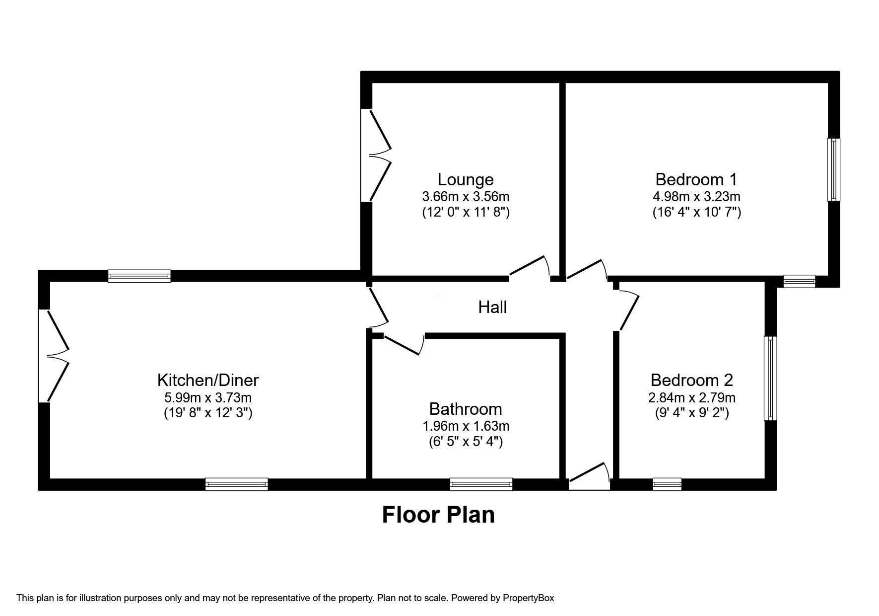 Floorplan of 2 bedroom Semi Detached Bungalow for sale, The Broadway, Abergele, Conwy, LL22