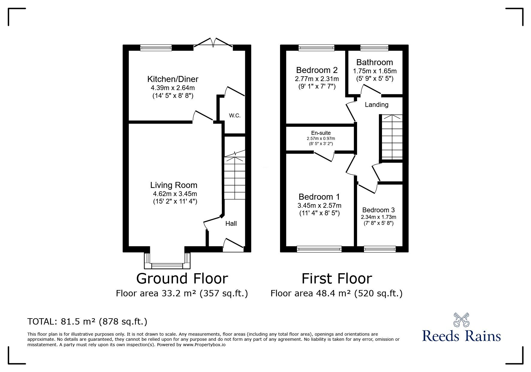 Floorplan of 3 bedroom Semi Detached House for sale, Ffordd Aberkinsey, Rhyl, Denbighshire, LL18