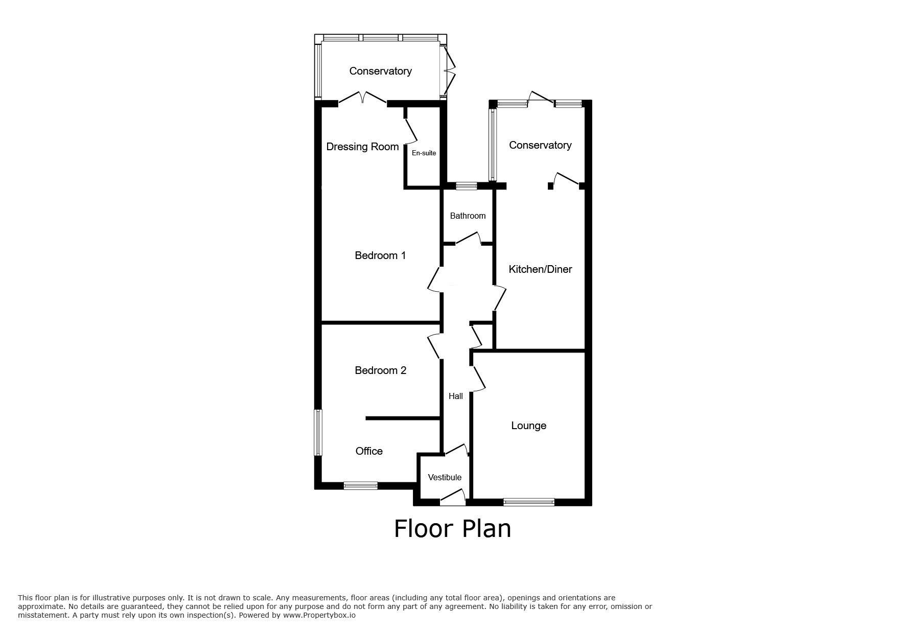 Floorplan of 2 bedroom Link Detached Bungalow for sale, Ffordd Cae Glas, Rhuddlan, Denbighshire, LL18