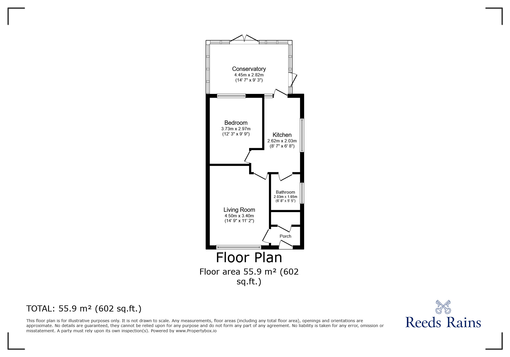 Floorplan of 1 bedroom Semi Detached Bungalow for sale, Llys Edward, Towyn, Conwy, LL22