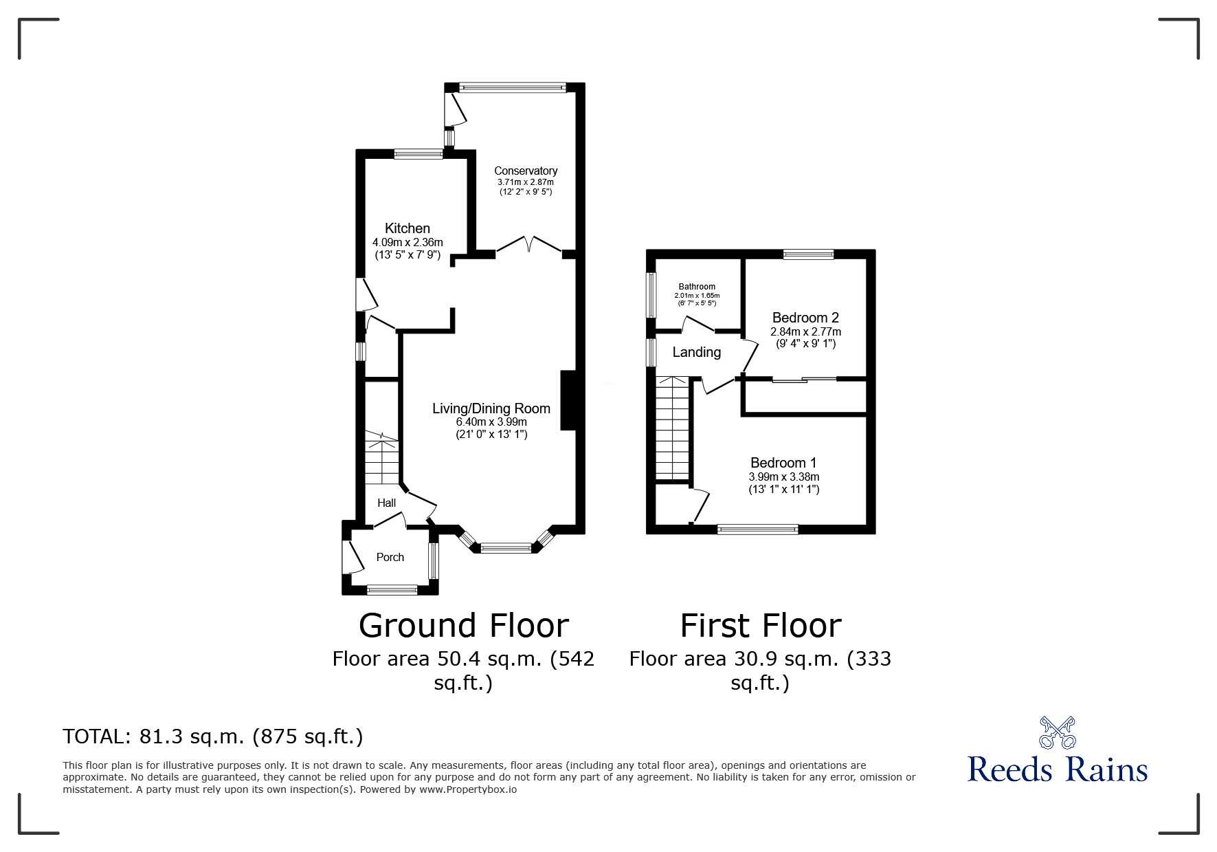 Floorplan of 2 bedroom Semi Detached House for sale, Colin Drive, Rhyl, Denbighshire, LL18