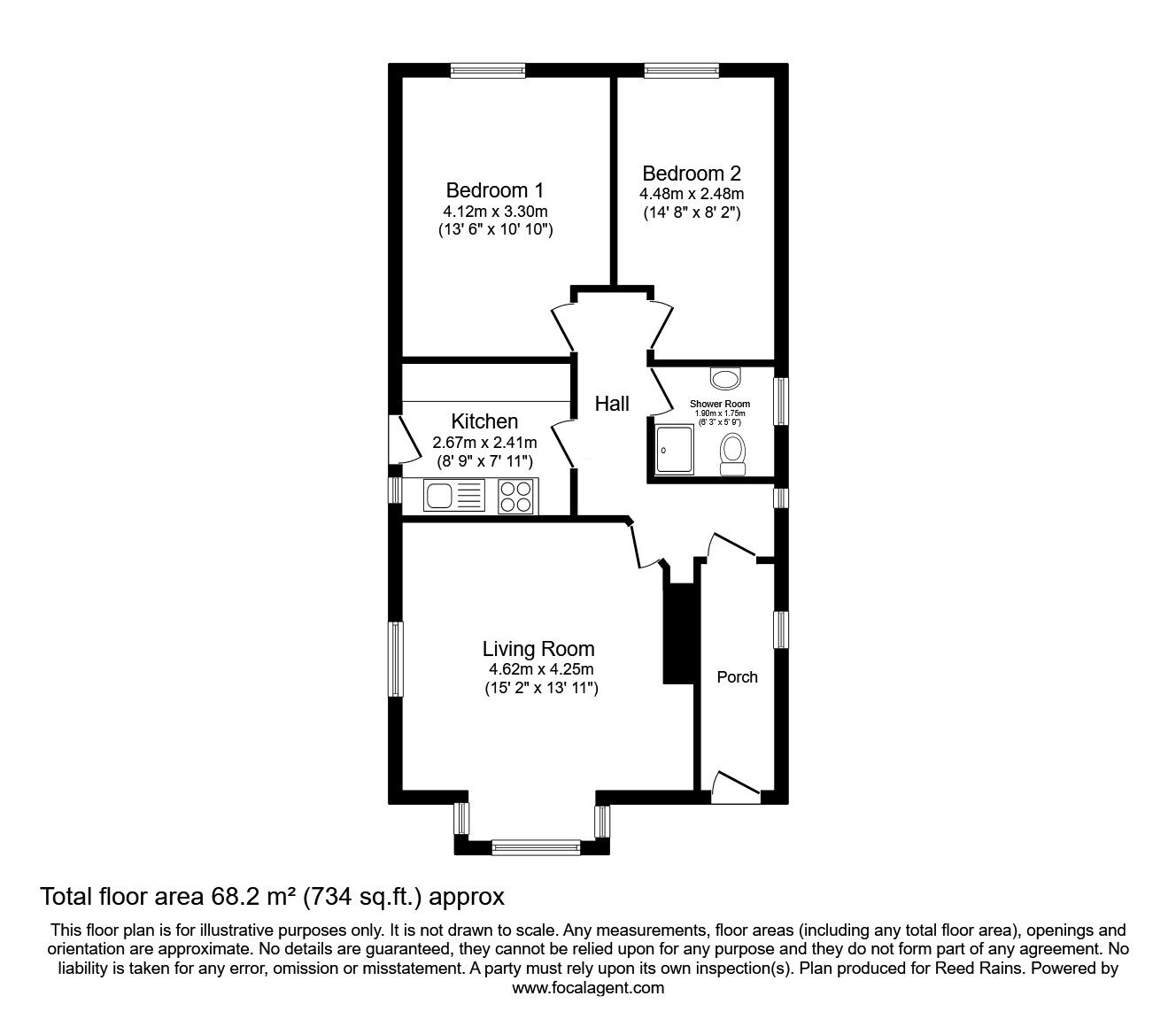 Floorplan of 2 bedroom Detached Bungalow for sale, Dyserth Road, Rhyl, Denbighshire, LL18