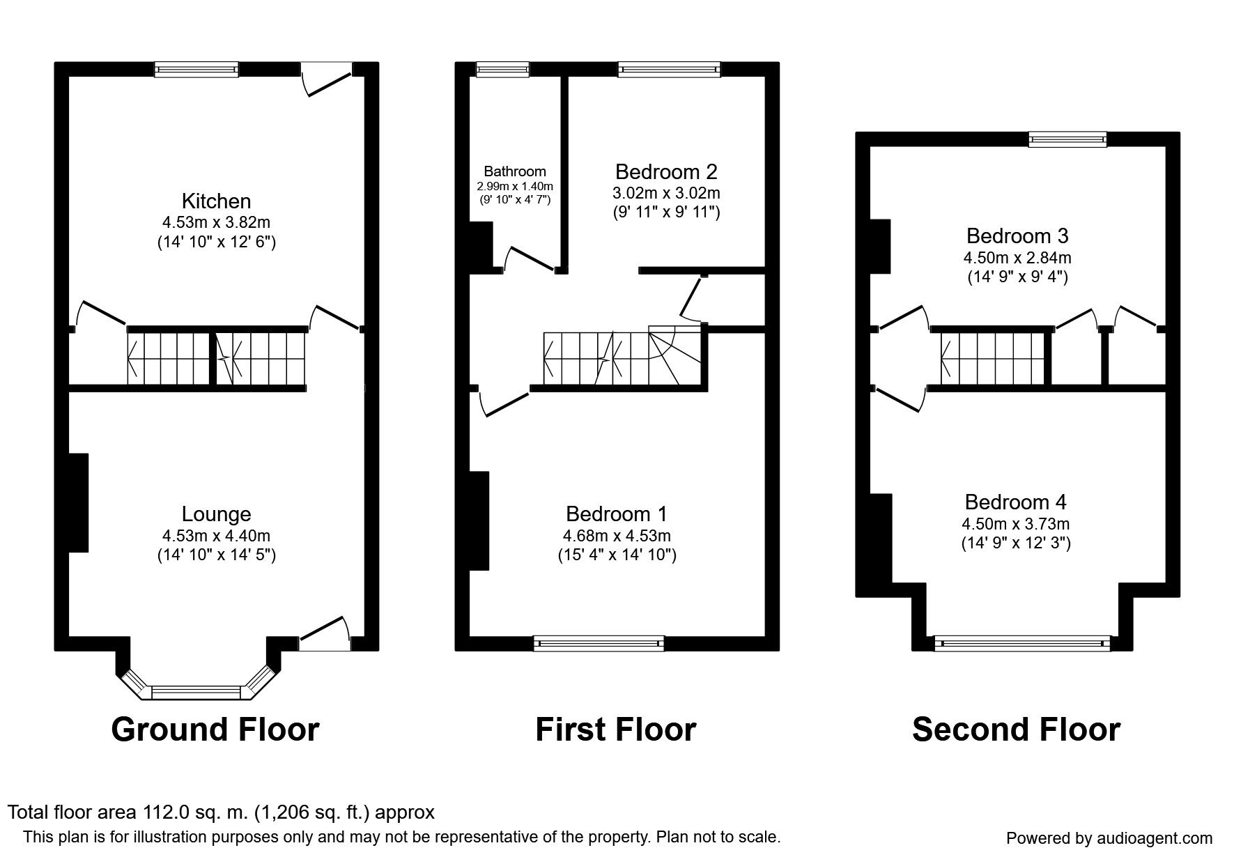 Floorplan of 4 bedroom Mid Terrace House to rent, Haigh View, Rothwell, West Yorkshire, LS26