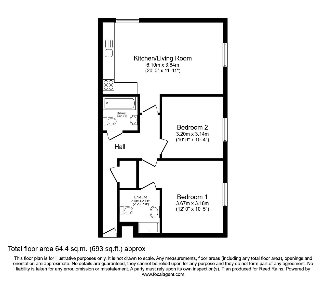 Floorplan of 2 bedroom  Flat to rent, Scampston Drive, East Ardsley, West Yorkshire, WF3