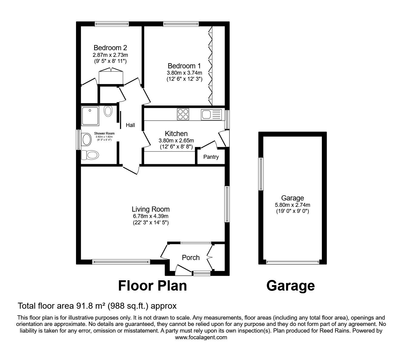 Floorplan of 2 bedroom Detached Bungalow for sale, Swillington Lane, Swillington, West Yorkshire, LS26