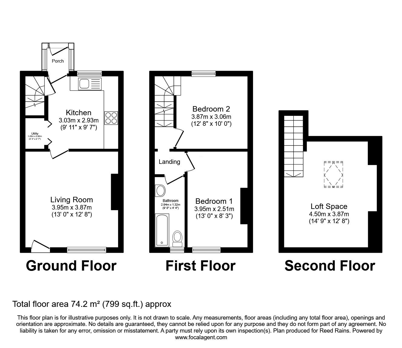 Floorplan of 2 bedroom Semi Detached House for sale, Chapel Street, Carlton, West Yorkshire, WF3