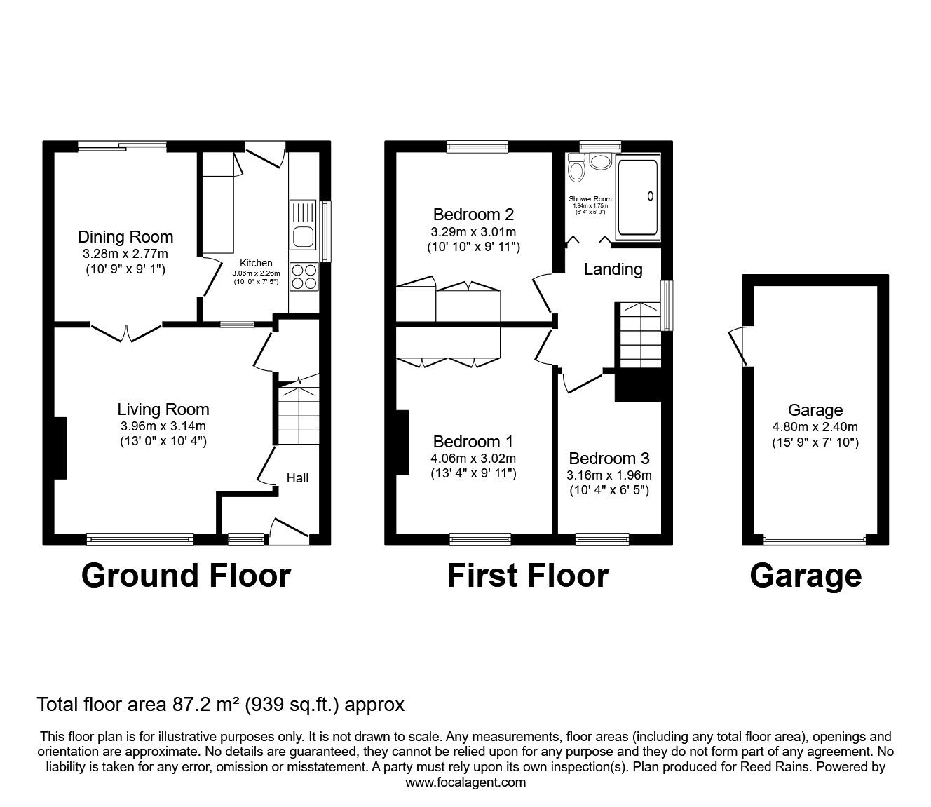 Floorplan of 3 bedroom Semi Detached House for sale, Derwent Avenue, Woodlesford, West Yorkshire, LS26