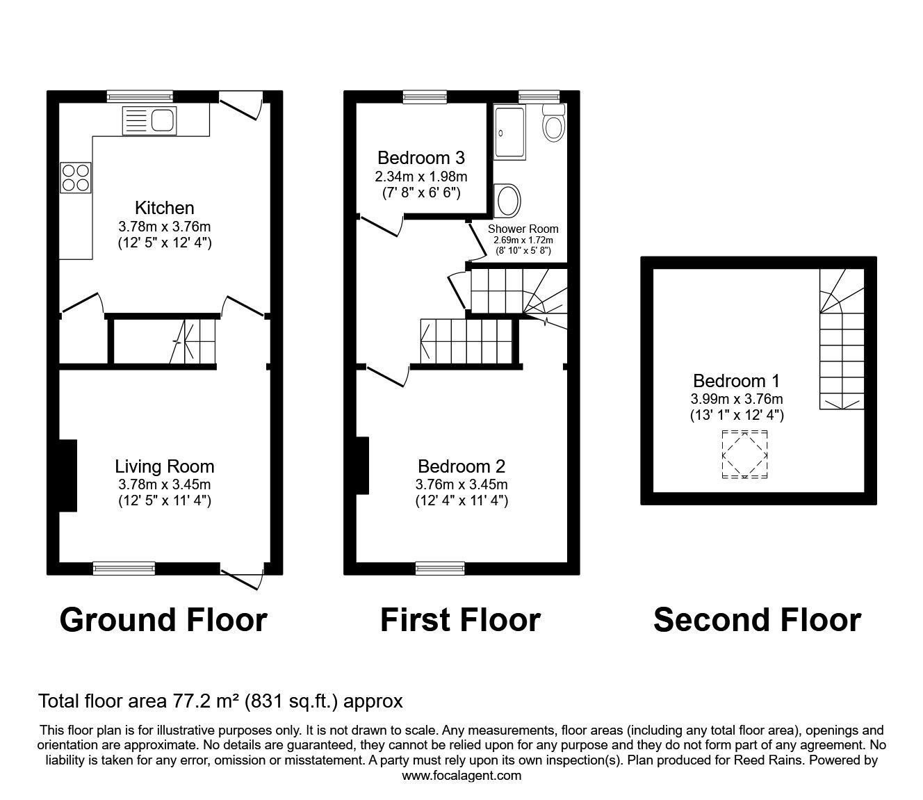 Floorplan of 3 bedroom Mid Terrace House for sale, Lower Mickletown, Methley, West Yorkshire, LS26