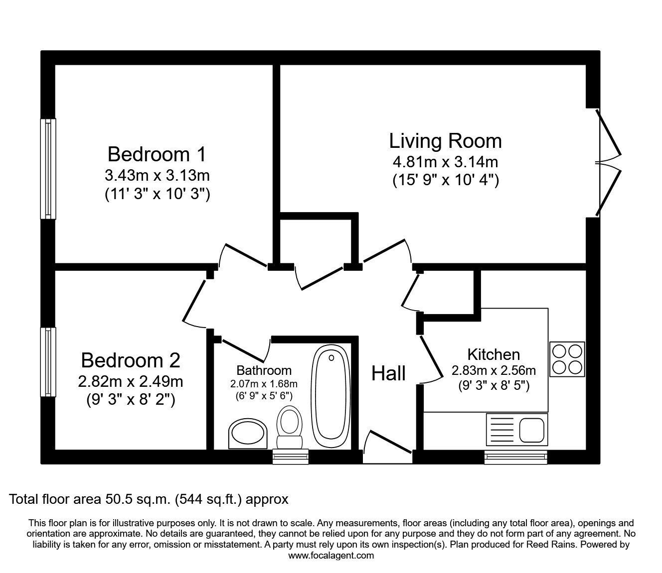 Floorplan of 2 bedroom Semi Detached Bungalow for sale, Thorpe Gardens, Leeds, West Yorkshire, LS10