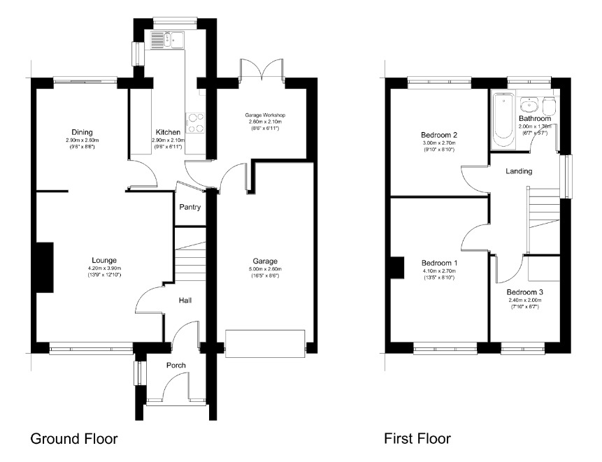 Floorplan of 3 bedroom Semi Detached House for sale, Fernlea, Rothwell, West Yorkshire, LS26