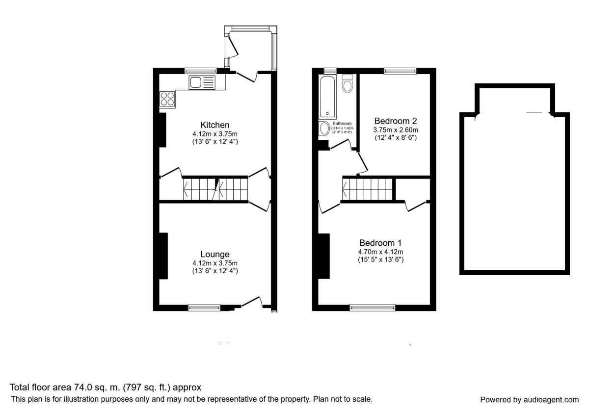 Floorplan of 3 bedroom End Terrace House for sale, Middleton Avenue, Rothwell, West Yorkshire, LS26