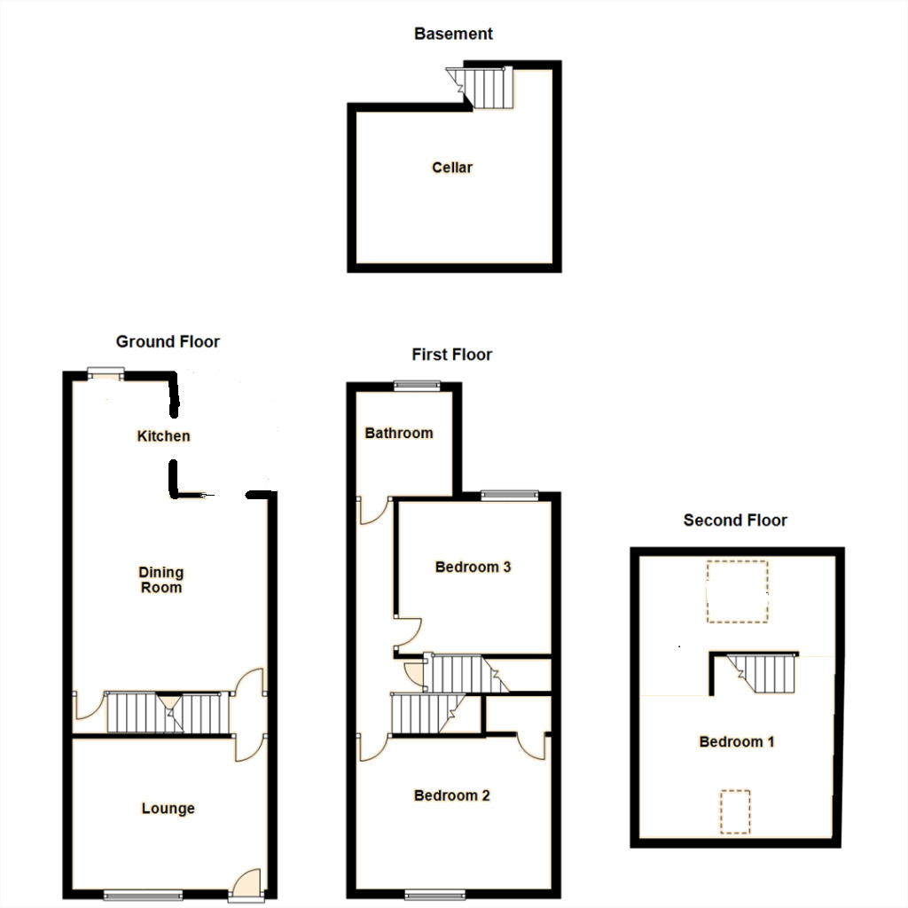 Floorplan of 3 bedroom Mid Terrace House for sale, Aberford Road, Woodlesford, West Yorkshire, LS26