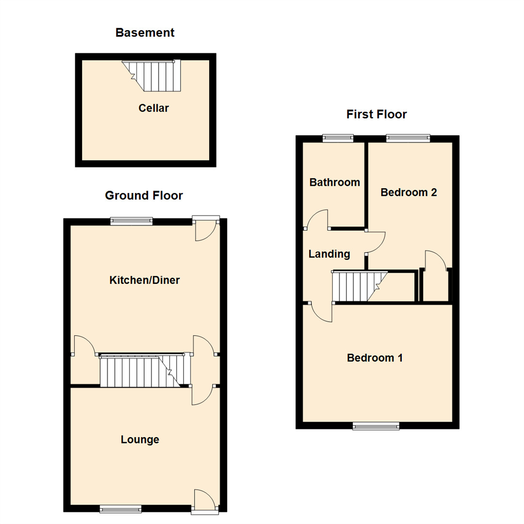 Floorplan of 2 bedroom Mid Terrace House to rent, Carlton Lane, Rothwell, West Yorkshire, LS26