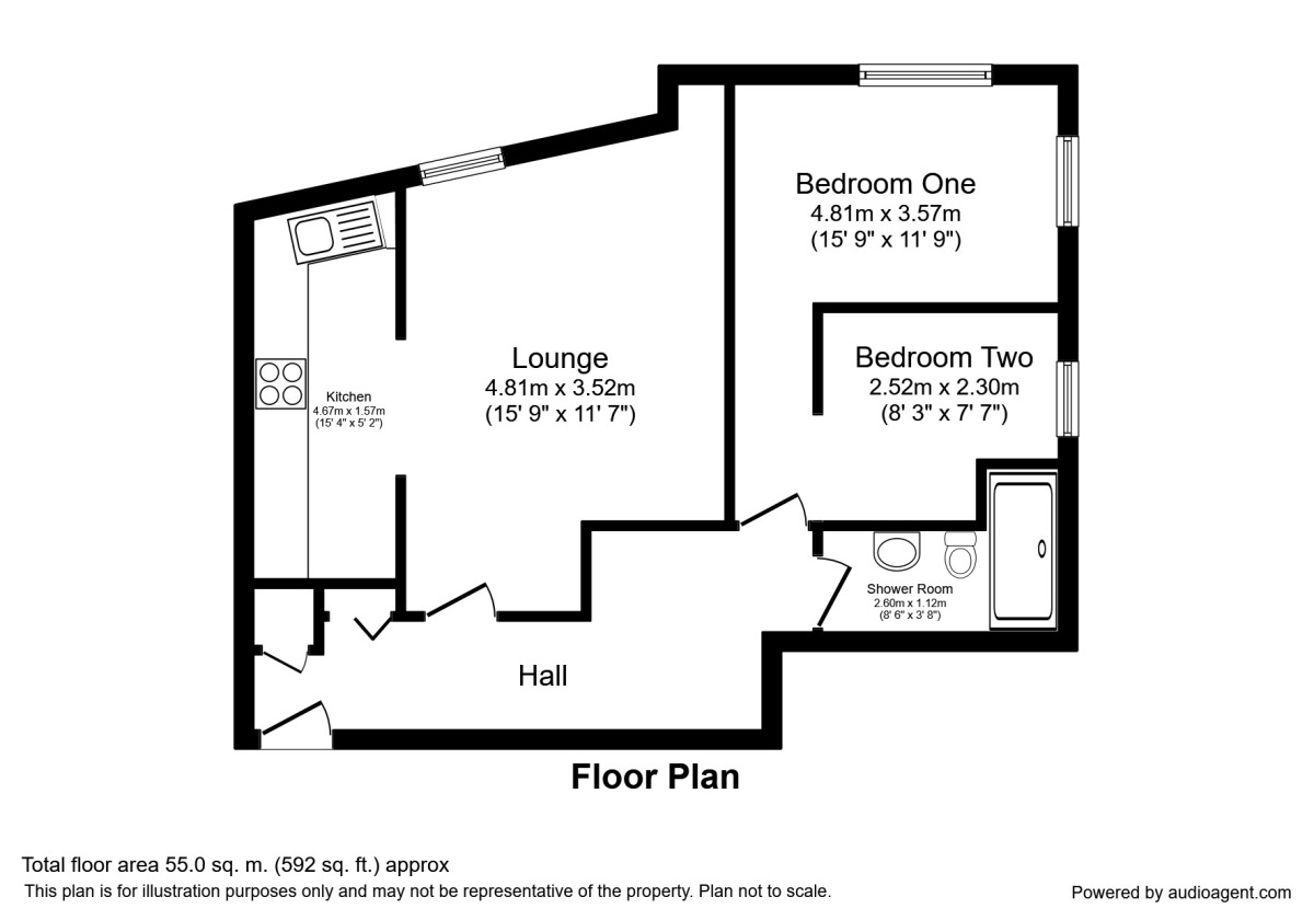 Floorplan of 2 bedroom  Flat to rent, North Lingwell Road, Leeds, West Yorkshire, LS10