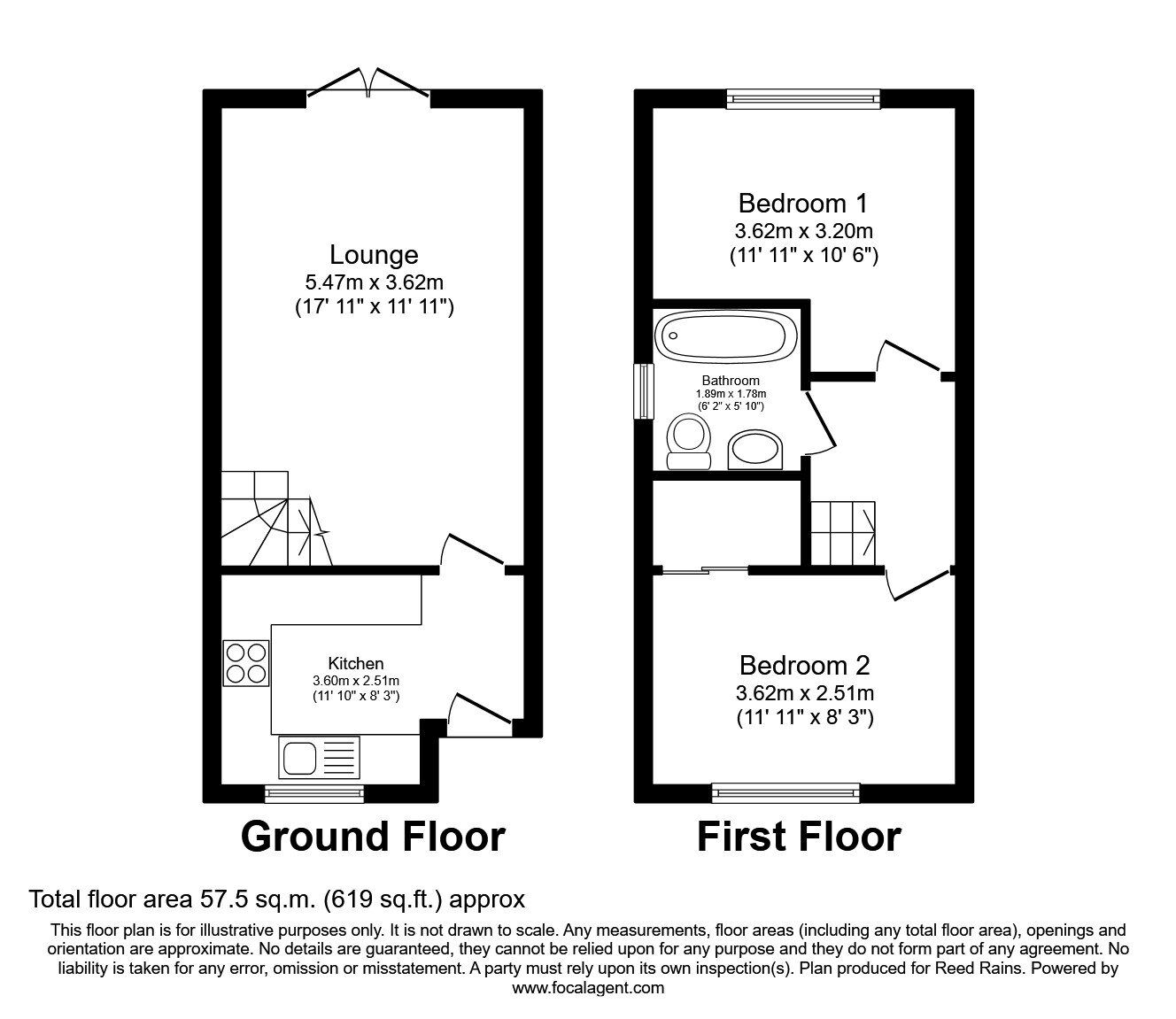 Floorplan of 2 bedroom End Terrace House to rent, Oulton Drive, Oulton, West Yorkshire, LS26