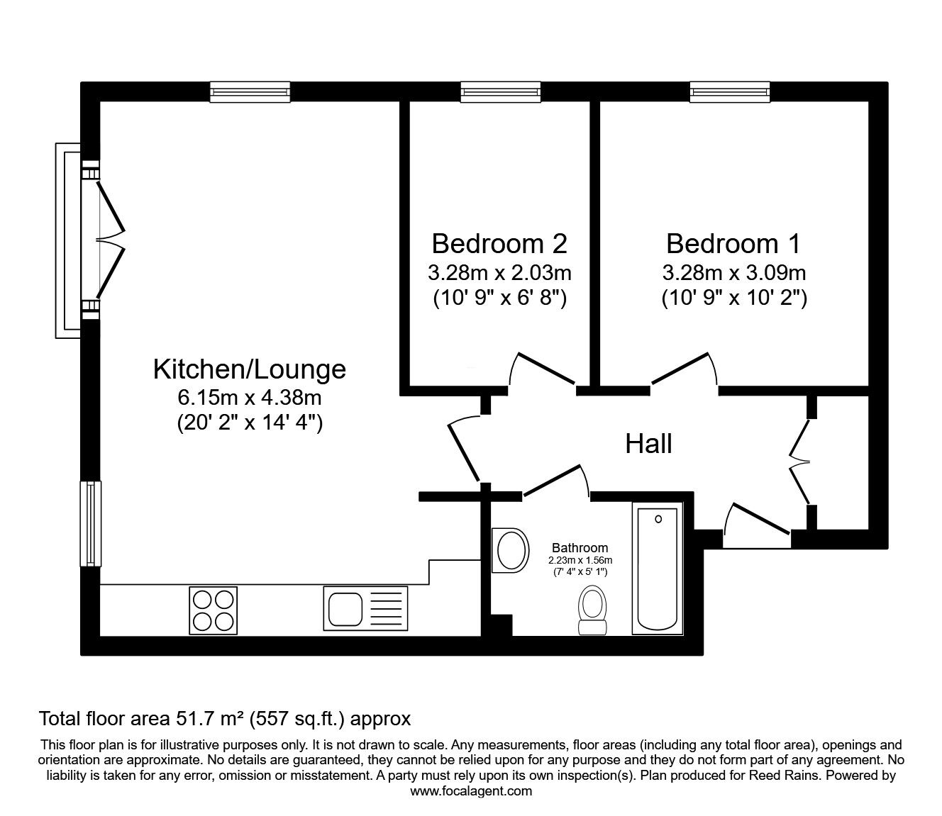 Floorplan of 2 bedroom  Flat for sale, Oast House Croft, Robin Hood, West Yorkshire, WF3