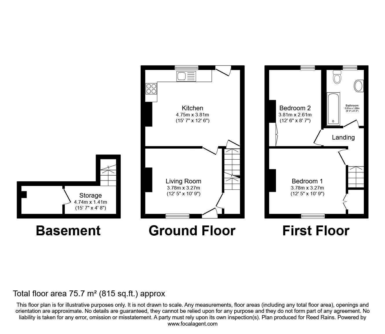 Floorplan of 2 bedroom Mid Terrace House for sale, Churchfield Road, Rothwell, West Yorkshire, LS26