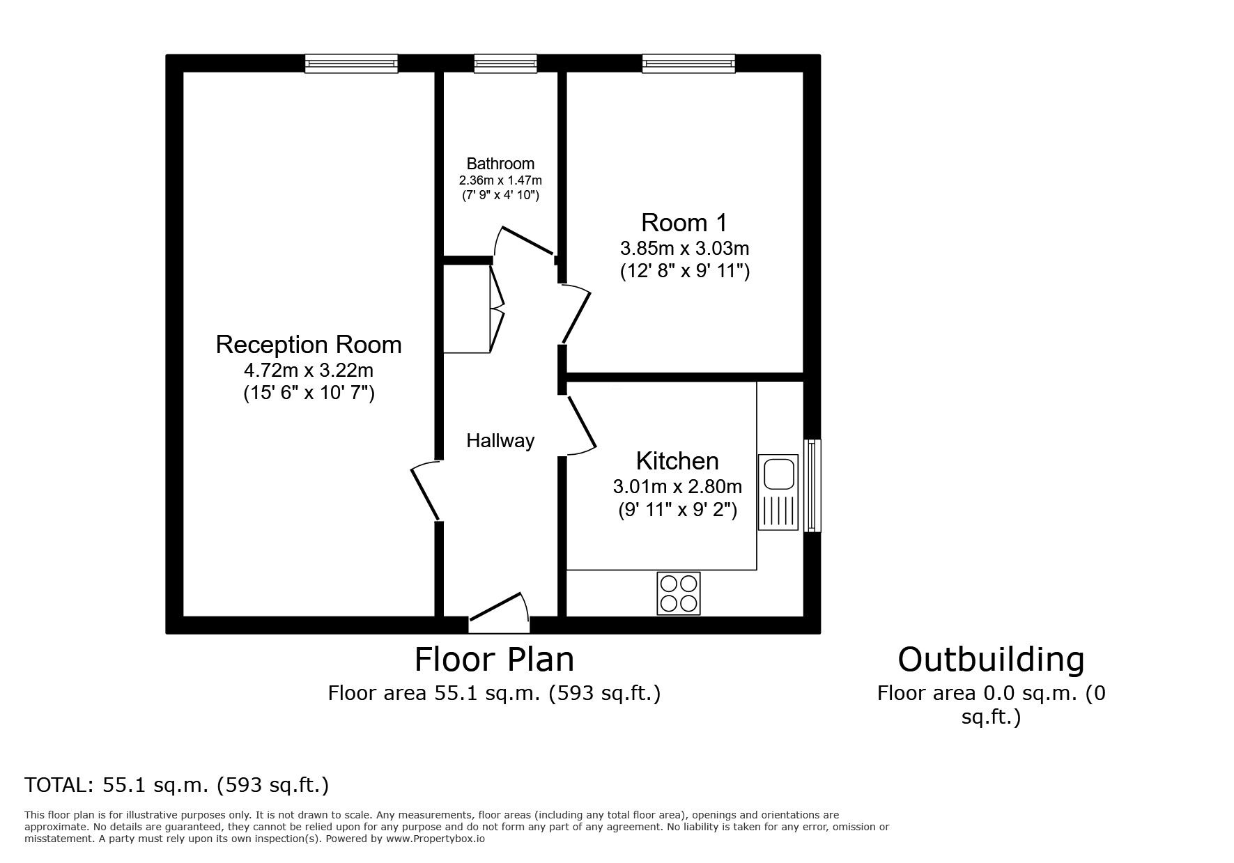 Floorplan of 1 bedroom  Flat for sale, Chadview Court, Chadwell Heath Lane, Romford, RM6