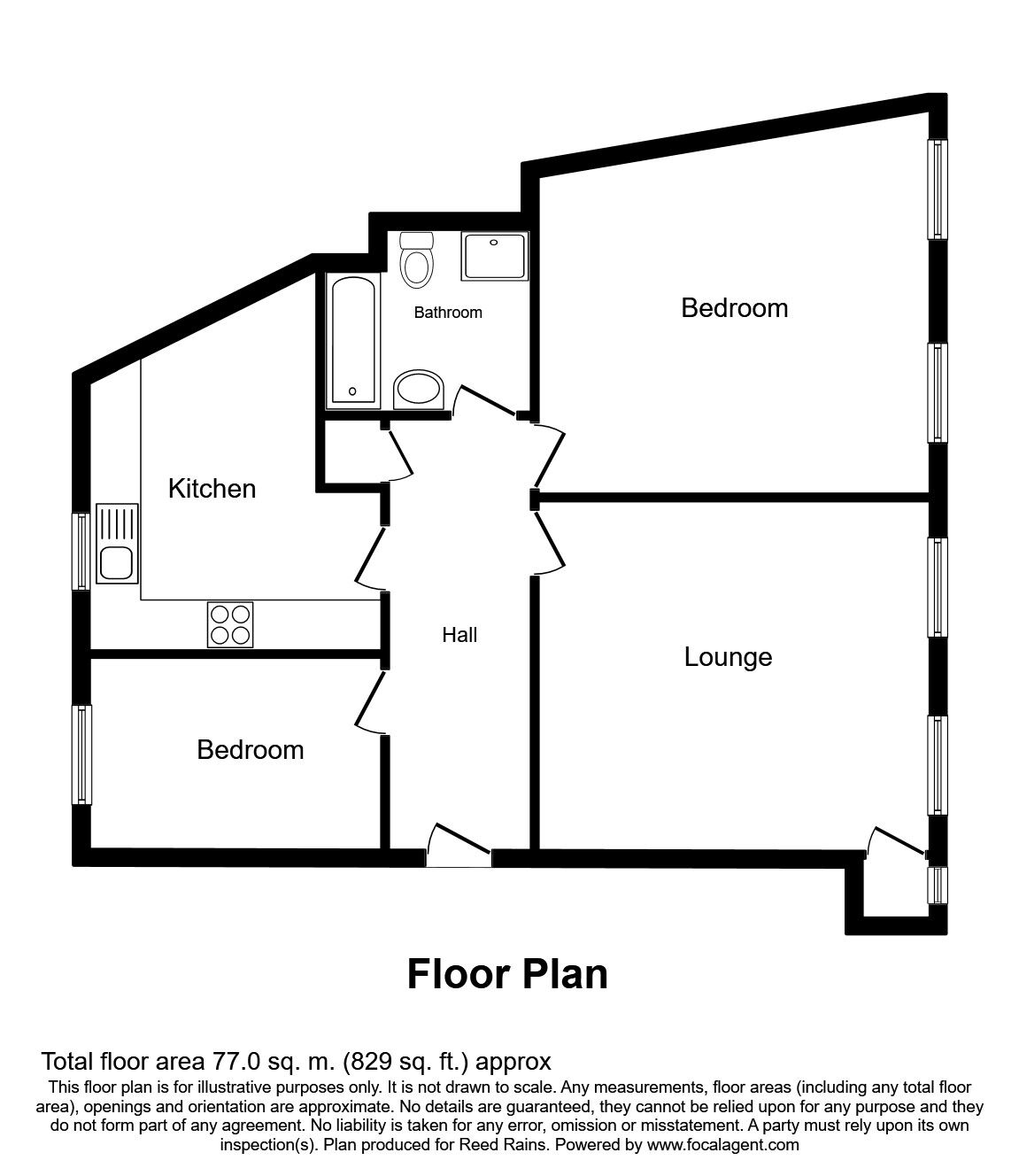 Floorplan of 2 bedroom  Flat to rent, College Street, Rotherham, South Yorkshire, S65