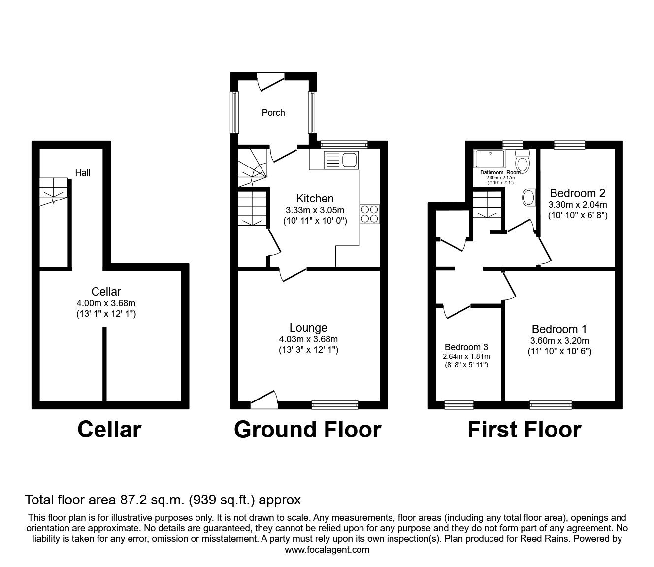 Floorplan of 3 bedroom Mid Terrace House to rent, Kilnhurst Road, Rawmarsh, South Yorkshire, S62