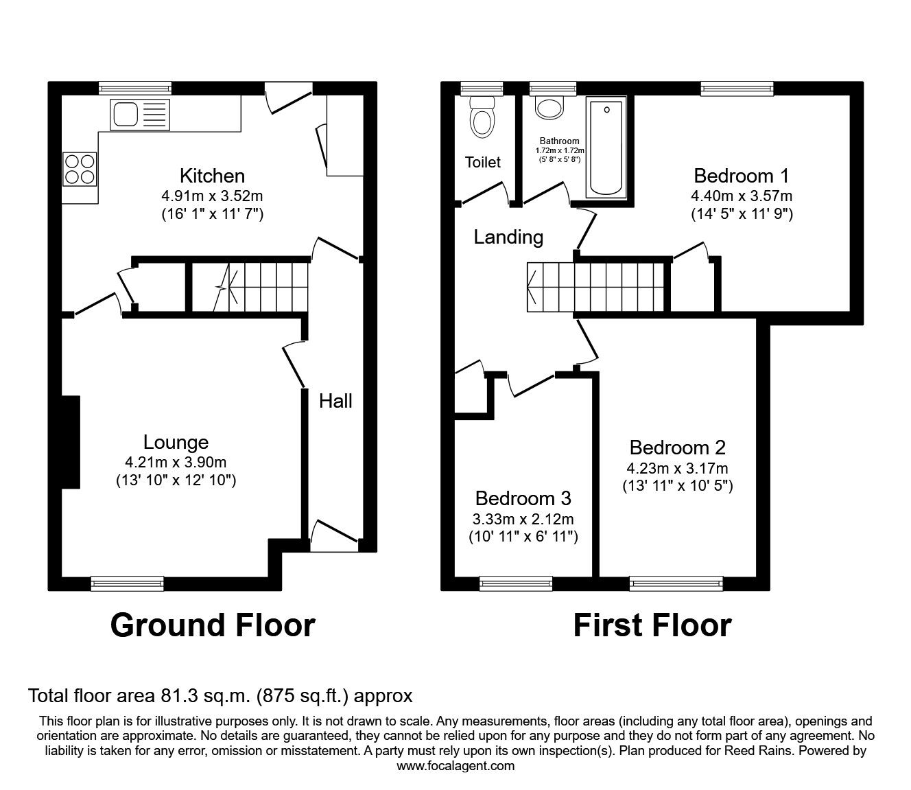 Floorplan of 3 bedroom Mid Terrace House for sale, Robinets Road, Rotherham, South Yorkshire, S61