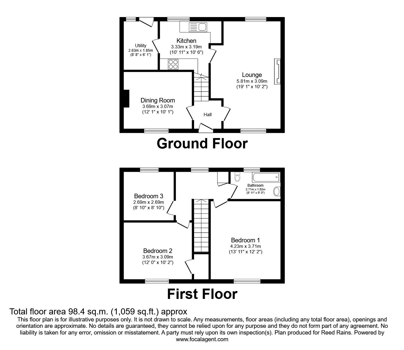 Floorplan of 3 bedroom Semi Detached House to rent, Saxon Street, Thurnscoe, South Yorkshire, S63