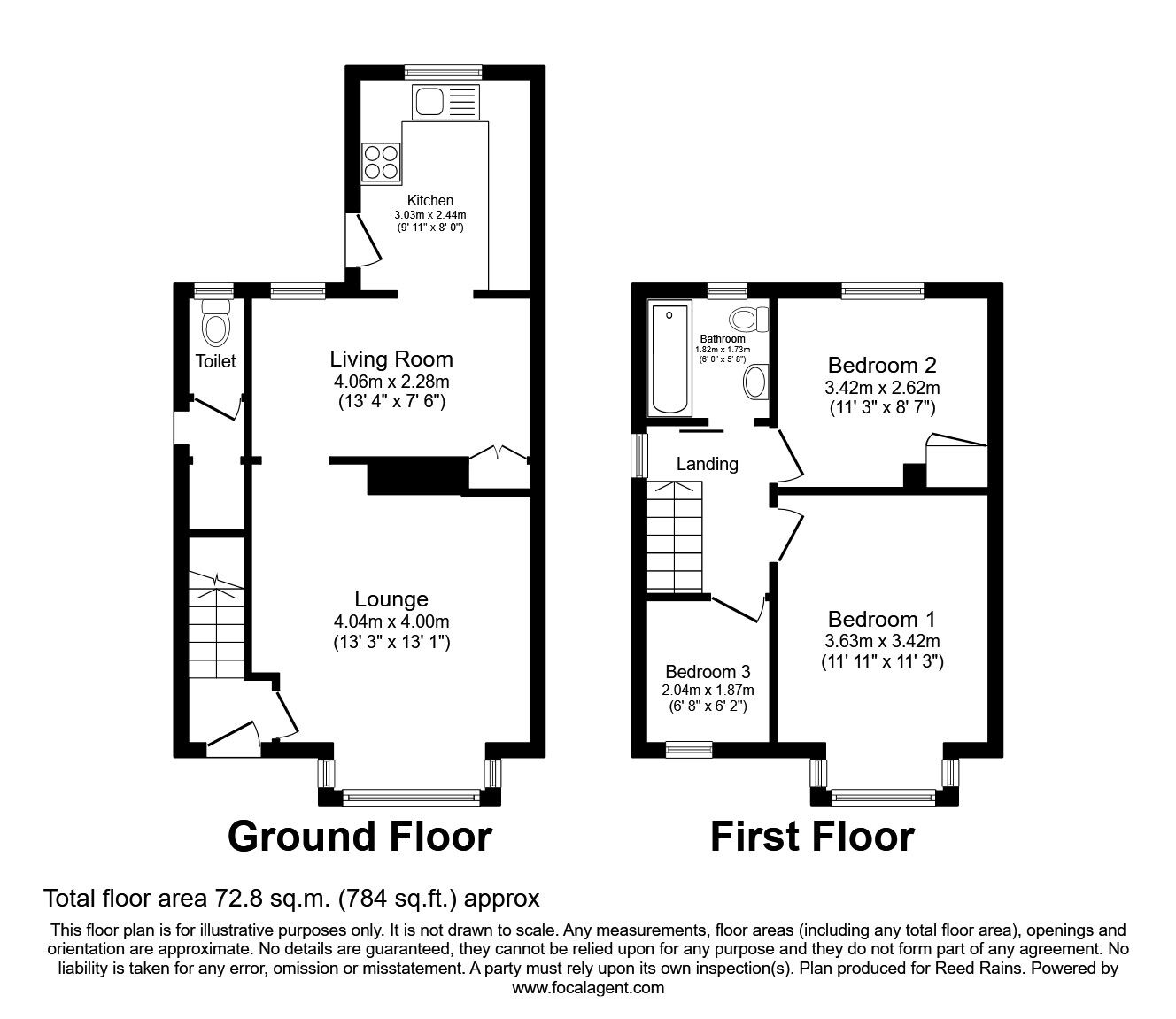 Floorplan of 3 bedroom Semi Detached House to rent, Droppingwell Road, Rotherham, South Yorkshire, S61