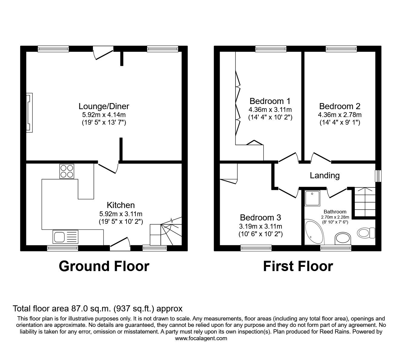 Floorplan of 3 bedroom Semi Detached House to rent, High Street, Braithwell, South Yorkshire, S66