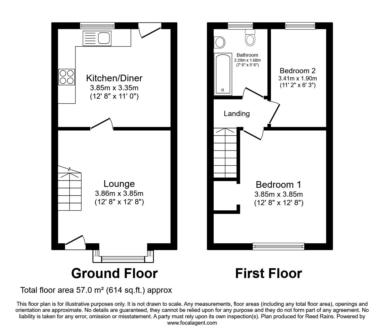 Floorplan of 2 bedroom Mid Terrace House for sale, Clement Mews, Rotherham, South Yorkshire, S61