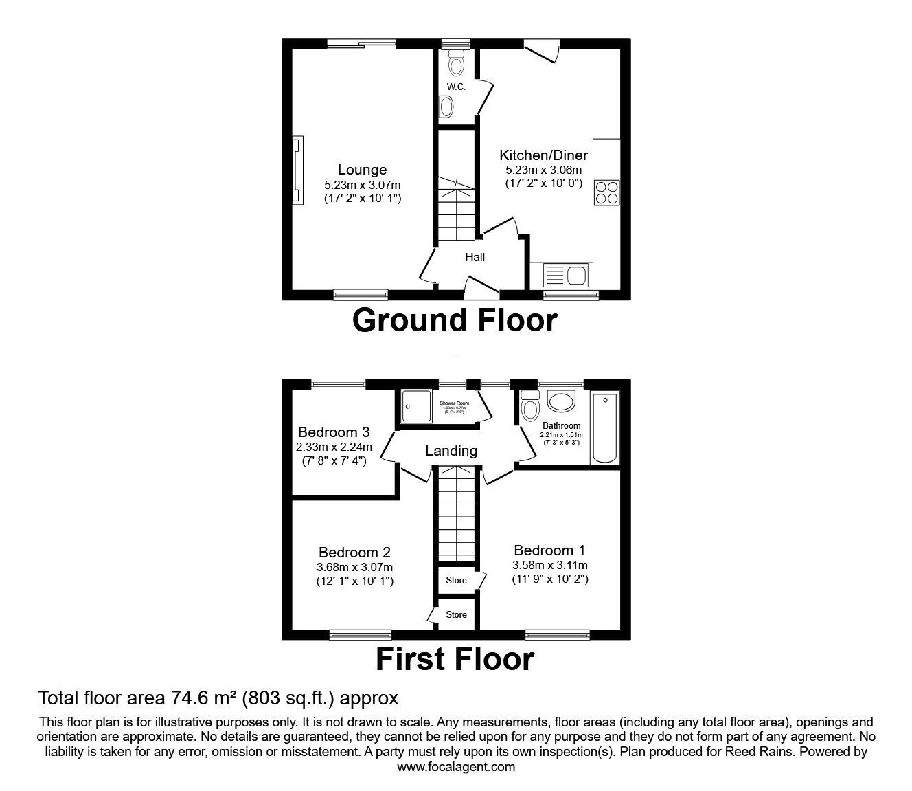 Floorplan of 3 bedroom Mid Terrace House for sale, Crumwell Road, Rotherham, South Yorkshire, S61