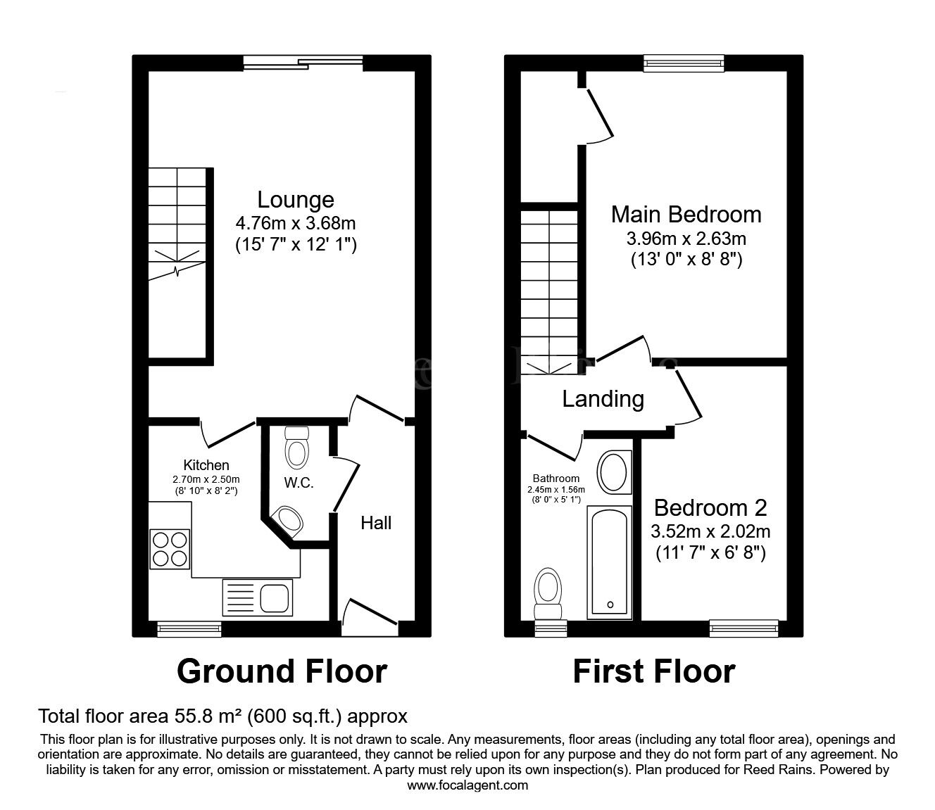 Floorplan of 2 bedroom Mid Terrace House for sale, Moorhouse Drive, Thurcroft, South Yorkshire, S66