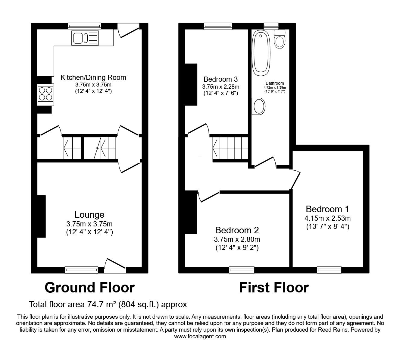 Floorplan of 3 bedroom Mid Terrace House for sale, Sandymount Road, Wath-upon-Dearne, South Yorkshire, S63