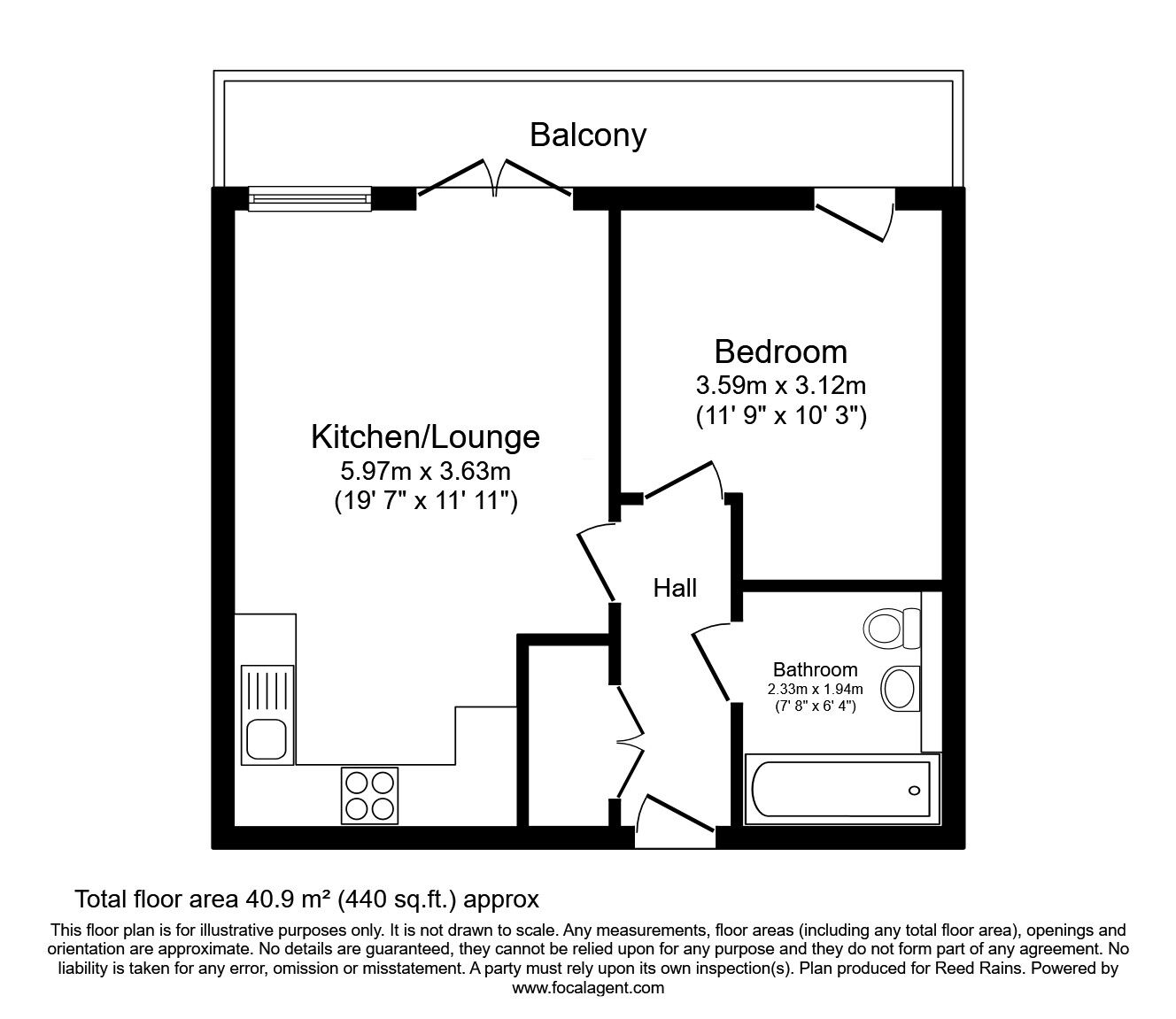 Floorplan of 1 bedroom  Flat for sale, Market Street, Rotherham, South Yorkshire, S60