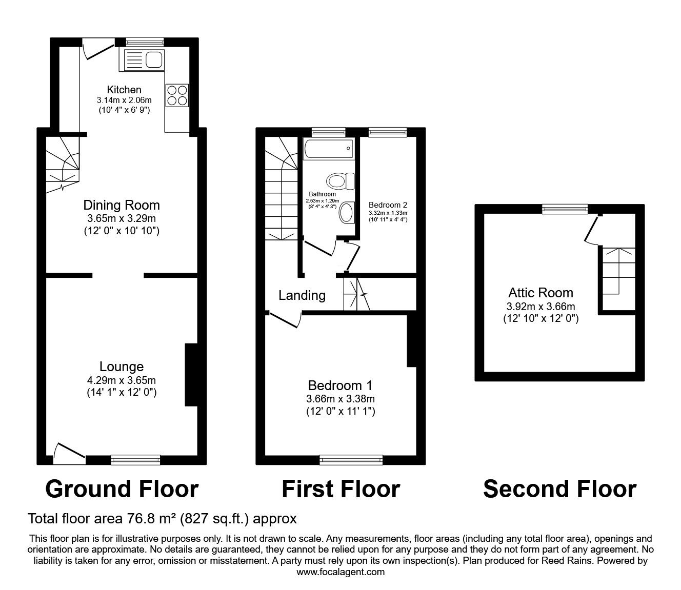 Floorplan of 3 bedroom Mid Terrace House for sale, Co-Operative Street, Goldthorpe, South Yorkshire, S63