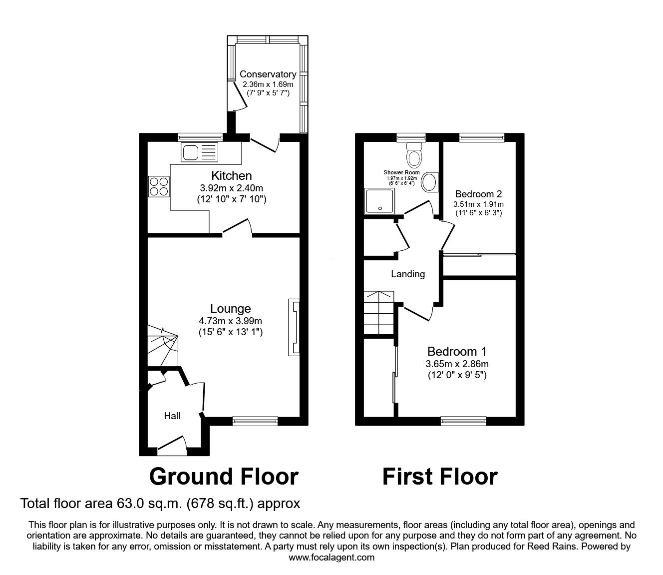 Floorplan of 2 bedroom End Terrace House for sale, Maurice Street, Parkgate, South Yorkshire, S62