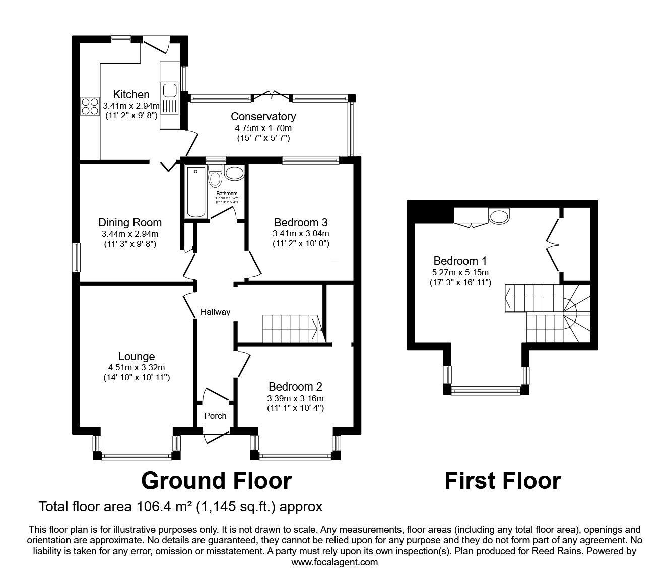 Floorplan of 3 bedroom  Bungalow for sale, Park Nook, Doncaster Road, Rotherham, S65