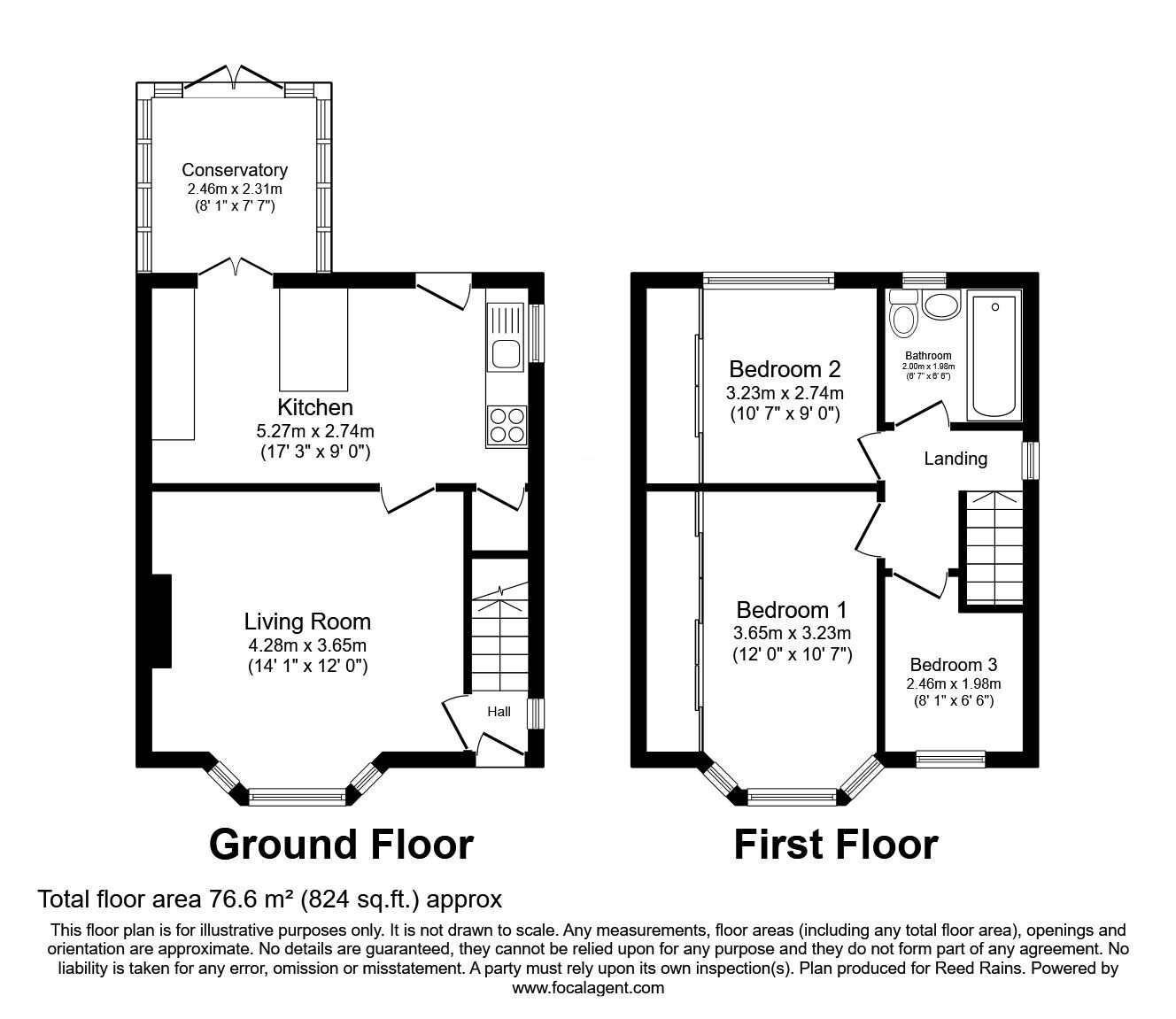 Floorplan of 3 bedroom Semi Detached House for sale, Rotherham Road, Catcliffe, Rotherham, S60