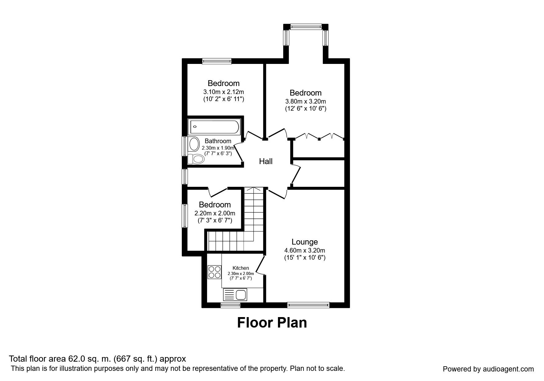 Floorplan of 3 bedroom  Flat to rent, Pinchfield Lane, Wickersley, South Yorkshire, S66