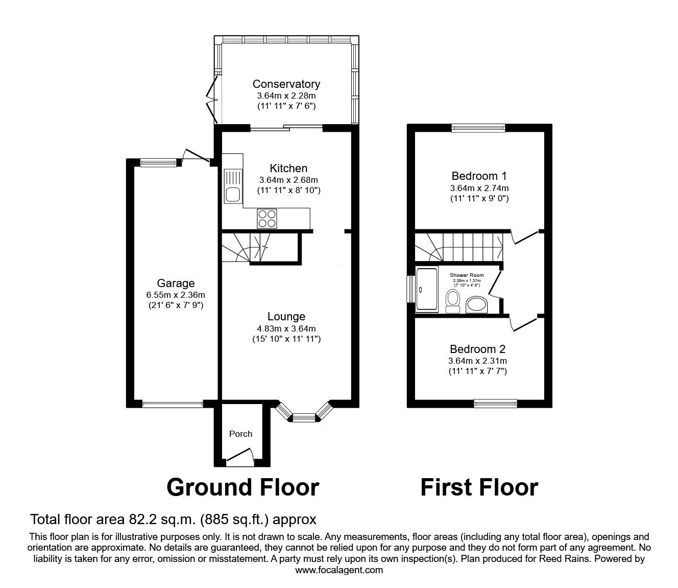 Floorplan of 2 bedroom Semi Detached House for sale, Sheldrake Close, Thorpe Hesley, South Yorkshire, S61