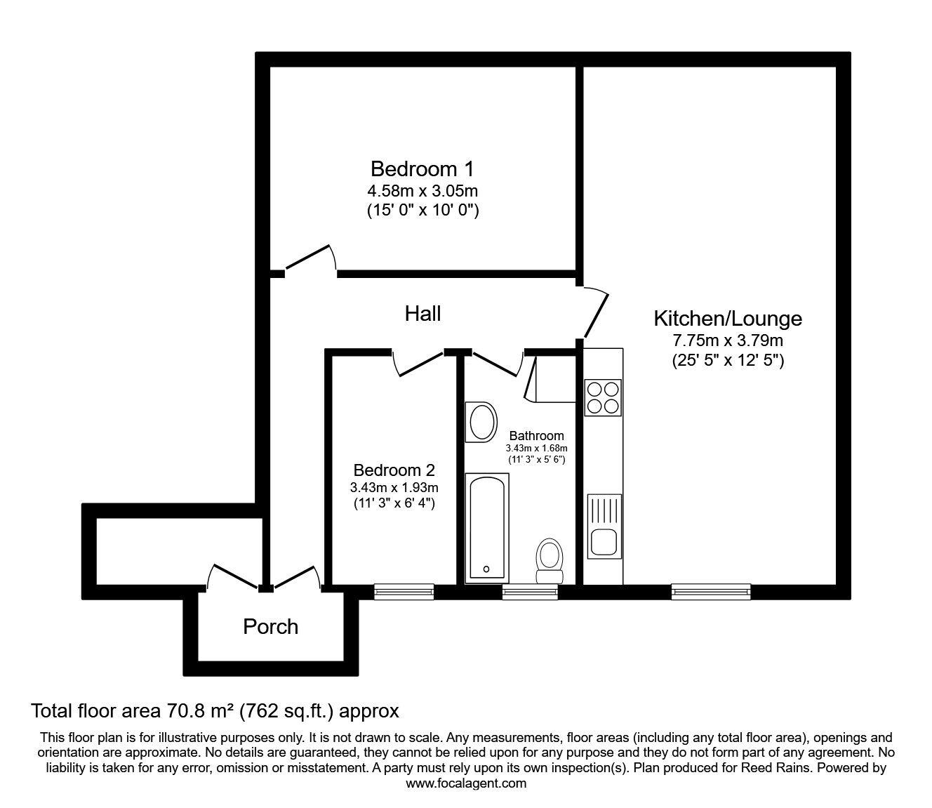 Floorplan of 2 bedroom  Flat for sale, Ship Hill, Rotherham, South Yorkshire, S60