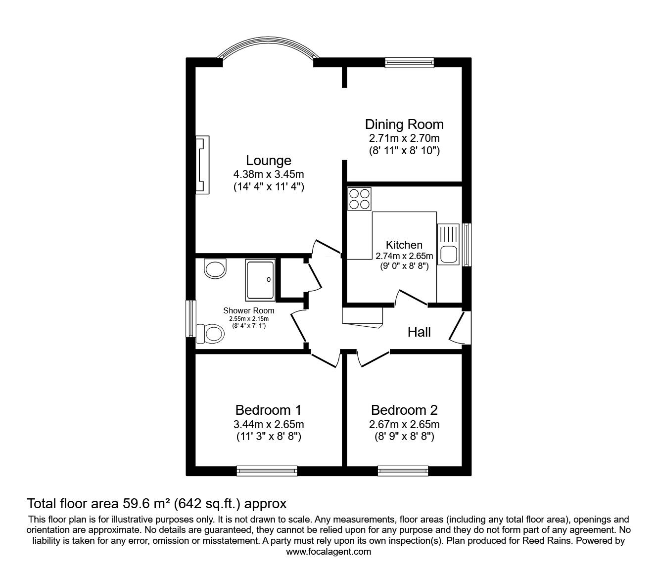 Floorplan of 2 bedroom Detached Bungalow for sale, Kendal Drive, Bolton-upon-Dearne, South Yorkshire, S63