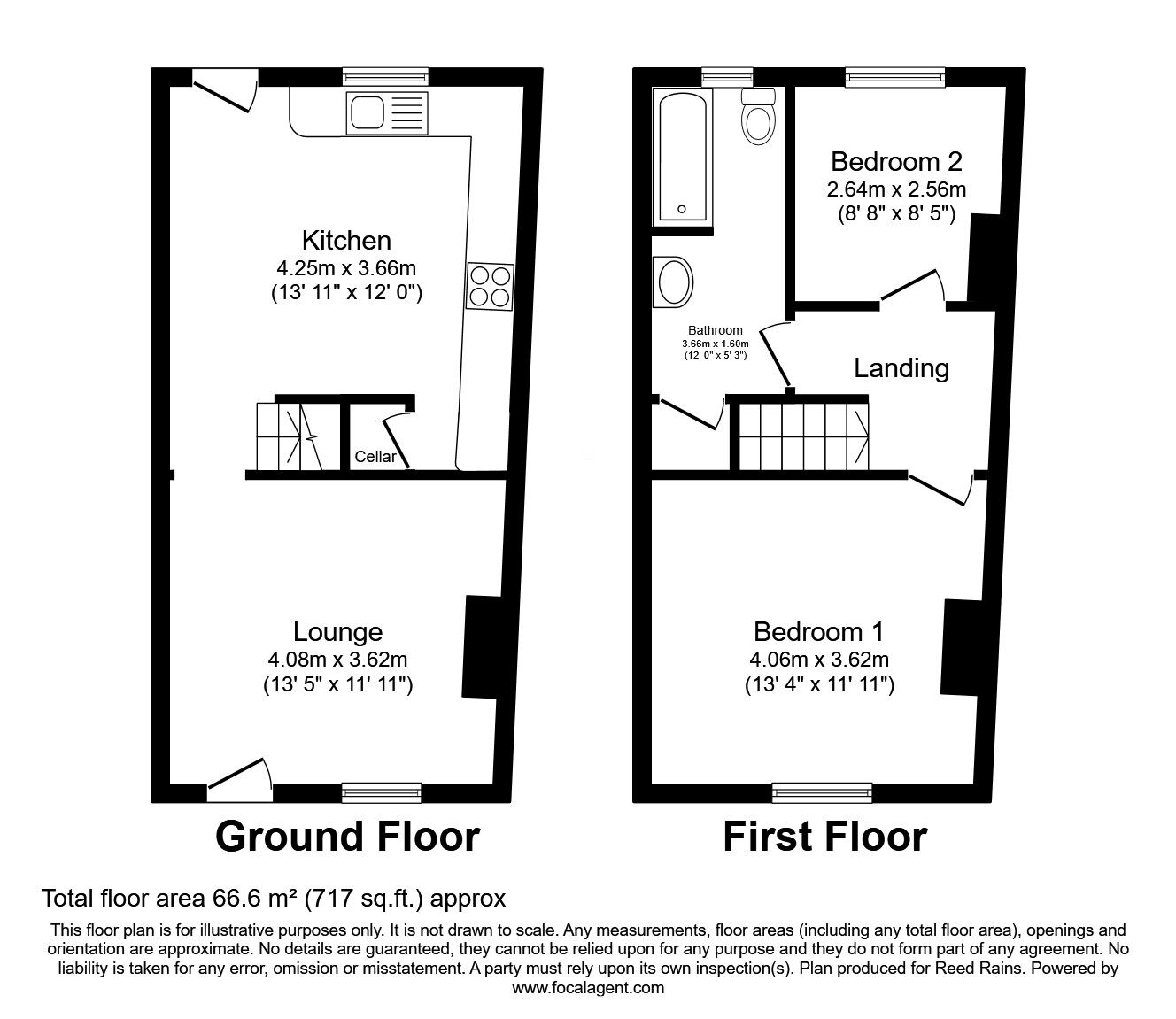 Floorplan of 2 bedroom End Terrace House for sale, Cross Street, Kimberworth, South Yorkshire, S61