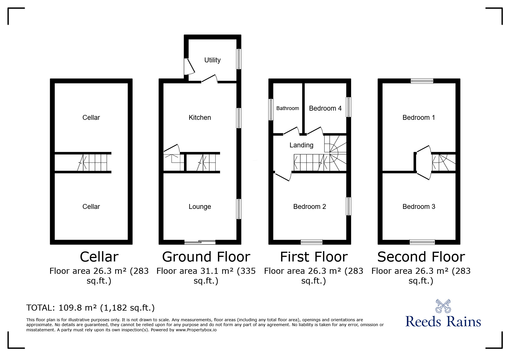 Floorplan of 4 bedroom End Terrace House for sale, Frederick Street, Catcliffe, South Yorkshire, S60