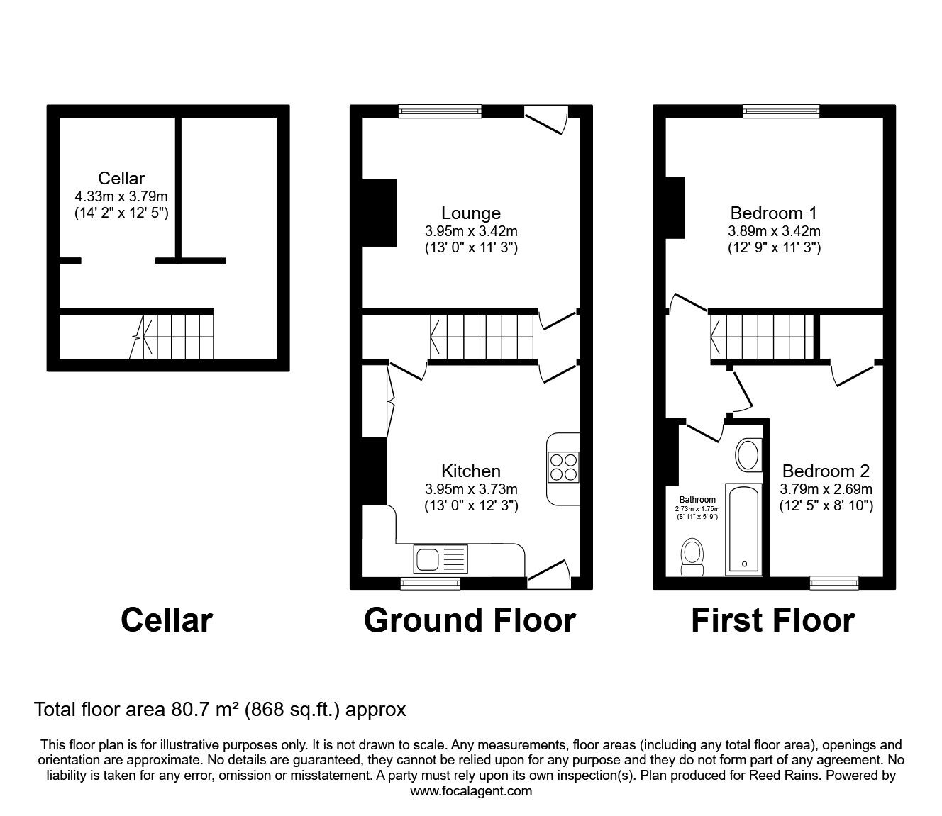 Floorplan of 2 bedroom Mid Terrace House for sale, Arthur Street, Rawmarsh, South Yorkshire, S62