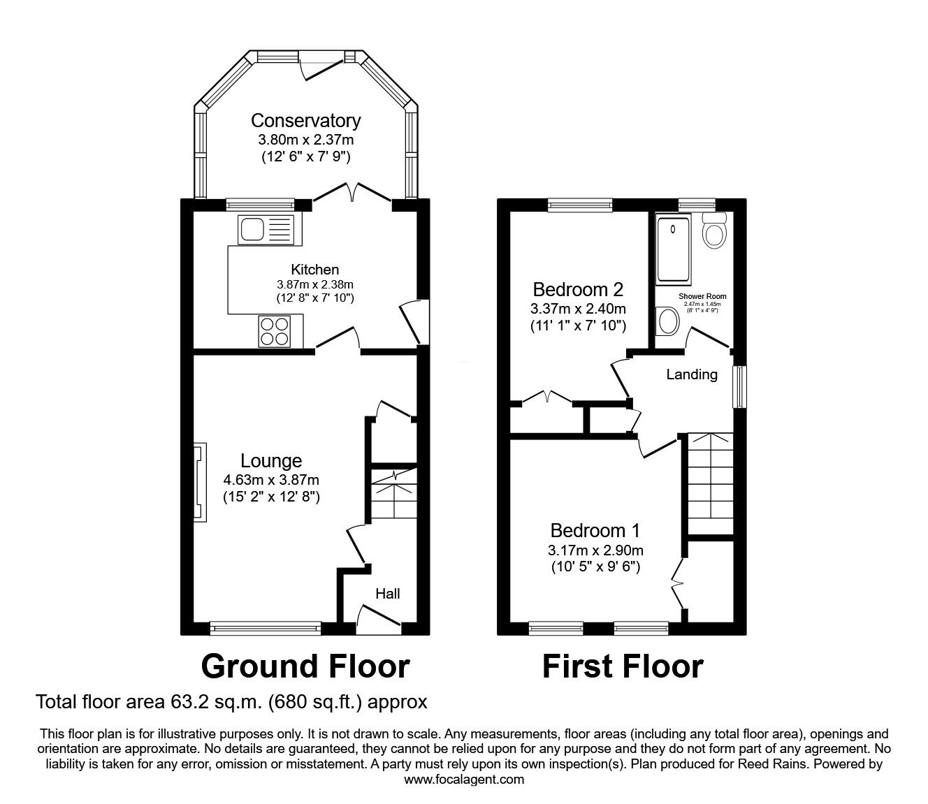 Floorplan of 2 bedroom Detached House for sale, Alderson Avenue, Rawmarsh, South Yorkshire, S62