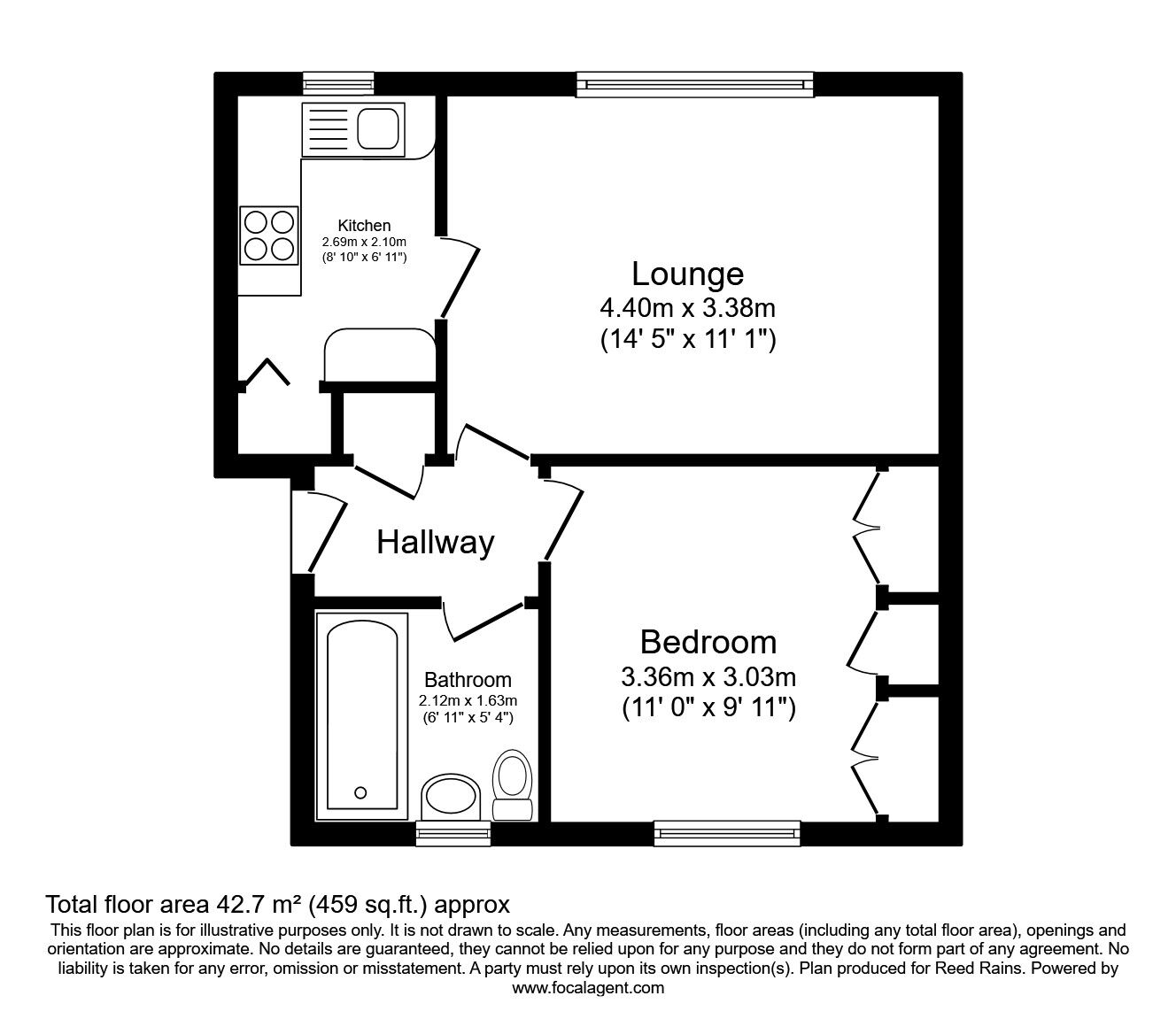 Floorplan of 1 bedroom  Flat for sale, Broom Lane, Rotherham, South Yorkshire, S60